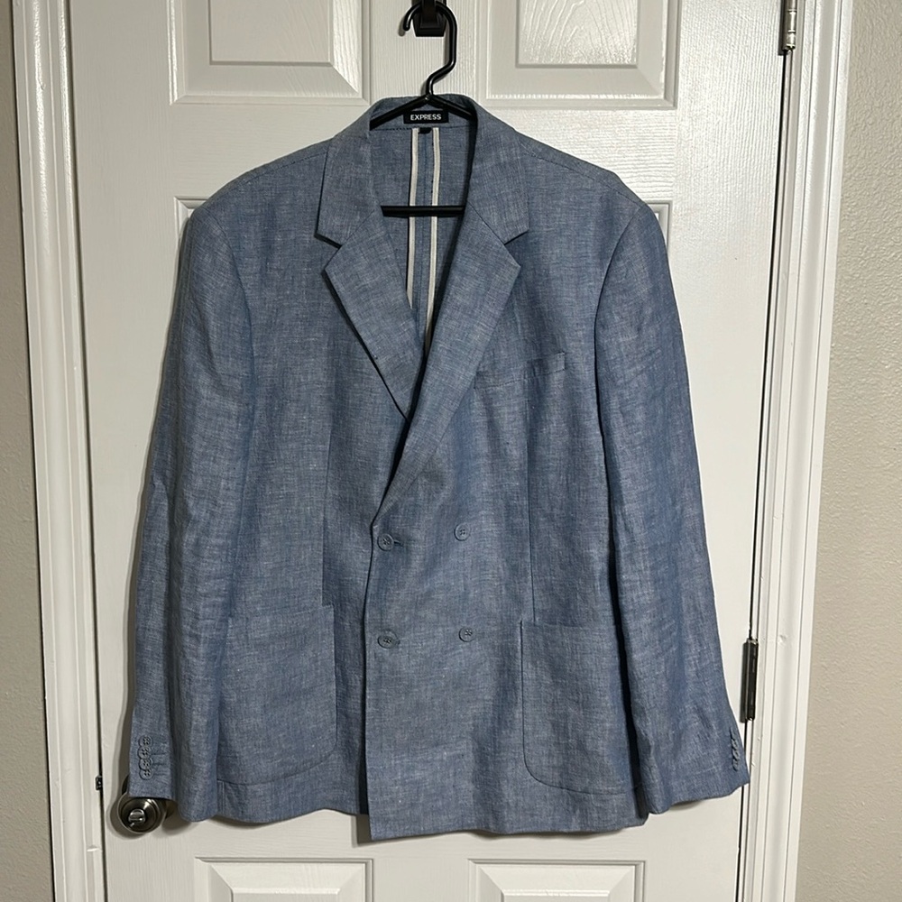Linen Double Breasted Blazer by Express